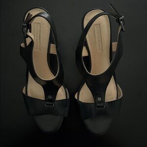 Antonio Melani Elegant Black Leather Sandals